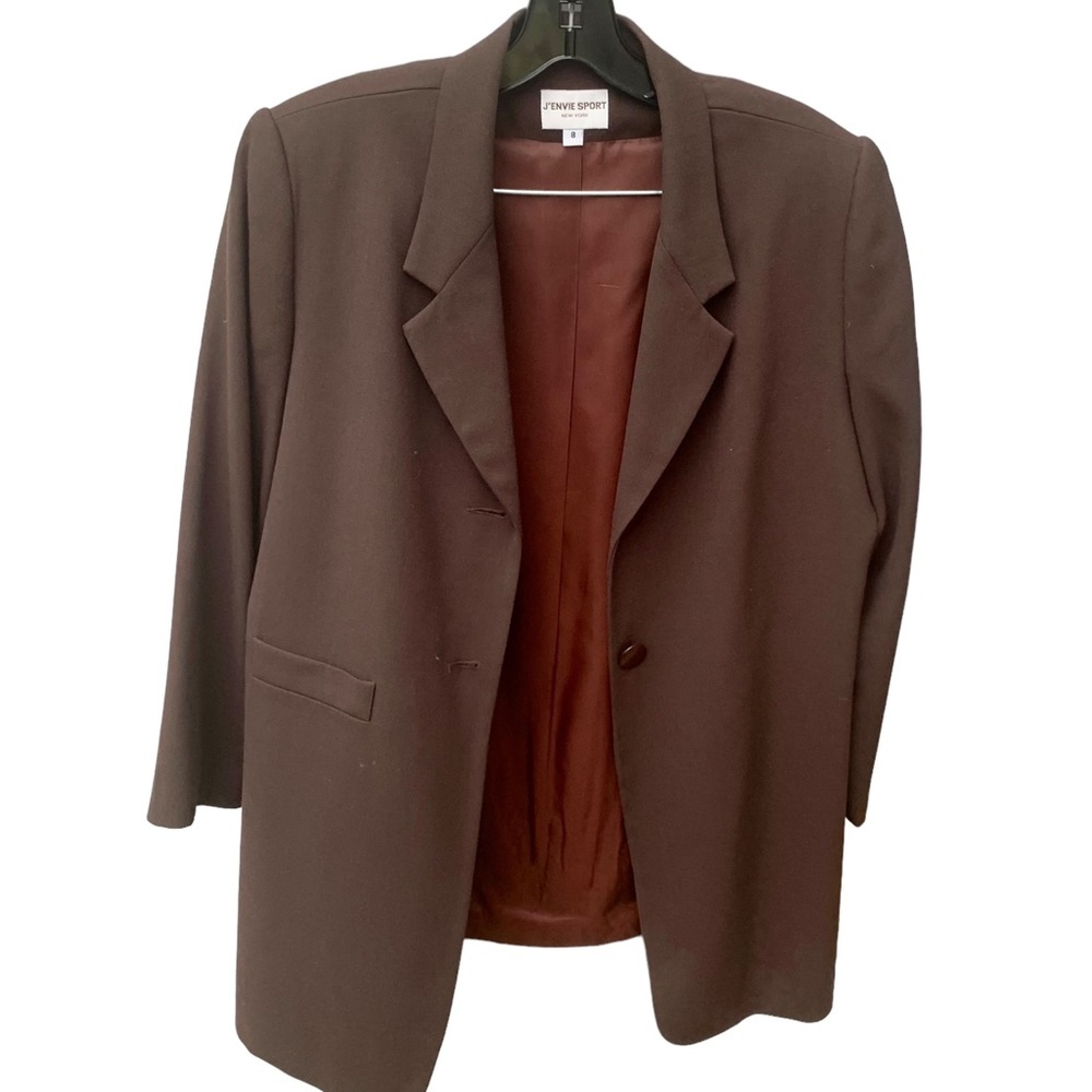J’envie Sport 2PC New York Brown Wool Business Blazer Size 8 - Picture 4 of 8